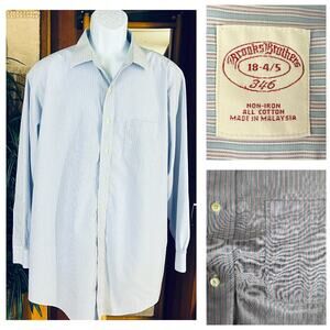 Brooks Brothers 346 | 18-4/5 XXL Non-Iron Cotton Shirt | Pink Blue Banker Stripe